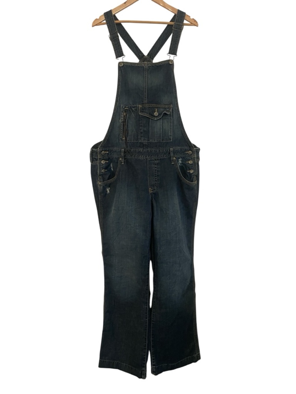 Old Navy XL Ultra Low Waist Distressed Denim Overalls | Y2K Grunge Indie Style